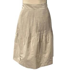 Banana Republic Khaki Pleated Knee Length Skirt with Side Zip Size 10